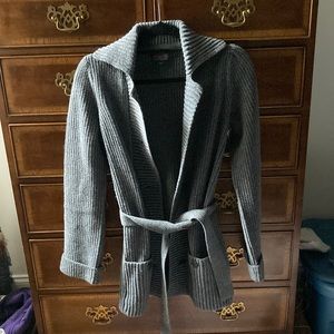 Pendleton Wool Mid-Length Belted Sweater - Grey